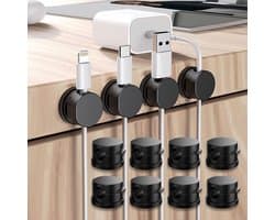 Magnetische Kabelhouder met Draaiende Basis voor USB Oplaadkabels - 12 Stuks Kabelbeheer voor Thuis en Kantoor