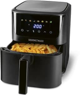GOURMETmaxx heteluchtfriteuse 6,5 l, 1600 W zwart – digitale heteluchtfriteuse met led-touchscreen en timer | vetarm frituren, grillen en bakken — thumbnail 1