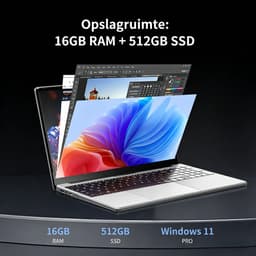 Acmine Laptop - 17.3 inch Full HD - 16 GB RAM - 512 GB SSD - CPU 6500Y - Windows 11 - Vingerafdrukontgrendeling - Met AZERTY-Toetsenbordsticker - Grijs — thumbnail 4