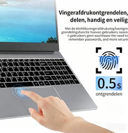 Acmine Laptop - 17.3 inch Full HD - 16 GB RAM - 512 GB SSD - CPU 6500Y - Windows 11 - Vingerafdrukontgrendeling - Met AZERTY-Toetsenbordsticker - Grijs — thumbnail 3