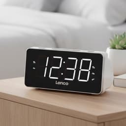 Lenco CR-18 - Wekkerradio met LED Display - Wit — thumbnail 5
