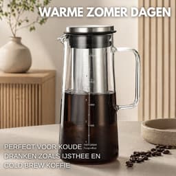House of Husk Cold Brew Koffie Maker - Slow Coffee - Borosilicaat Glas - 1 Liter - Uitneembare Filter — thumbnail 4