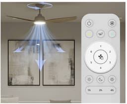 Philips Olas Ventilator met LED lamp - Diameter: 132cm - Instelbaar wit licht van 3000K tot 6500K - Dimbaar tot 5% - Inclusief afstandsbediening - 2650 Lumen - Wit/Hout — thumbnail 5