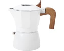 Koffiezetapparaat - Mokkapot - Rijke Koffiesmaak - Dubbel Ventielsysteem - 2 Kopjes - Wit