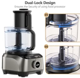 11-in-1 keukenmachine, 1300 W, blender, hakmolen, sapcentrifuge, deegmachine, 2,5 l kom, 1,5 l mengbeker, 3 snelheden, pulsfunctie, veiligheidsvergrendeling — thumbnail 5