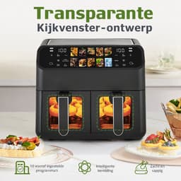 Novari - Heteluchtfriteuse - Airfryer - Friteuse - Frituurpan - Inhoud 9L - 10 automatische kookprogramma’s - LED-touchdisplay — thumbnail 6