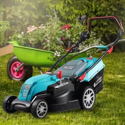 Elektrische grasmaaier - Gazonmaaier - Gazon onderhouden - 5 standen maaihoogte - 38 cm snijbreedte - Blauw — thumbnail 5
