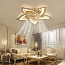 5 Lotus Ventilator - Bedienbaar Met Afstandsbediening & APP - Goud - Plafondventilator - Plafonniere - 6 Standen - Moderne Lamp - ⌀ 69cm — thumbnail 1