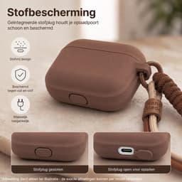 Hoesje Geschikt voor AirPods Pro 3 Gen (2025) – Siliconen Case met Draagkoord – Bruin — thumbnail 2