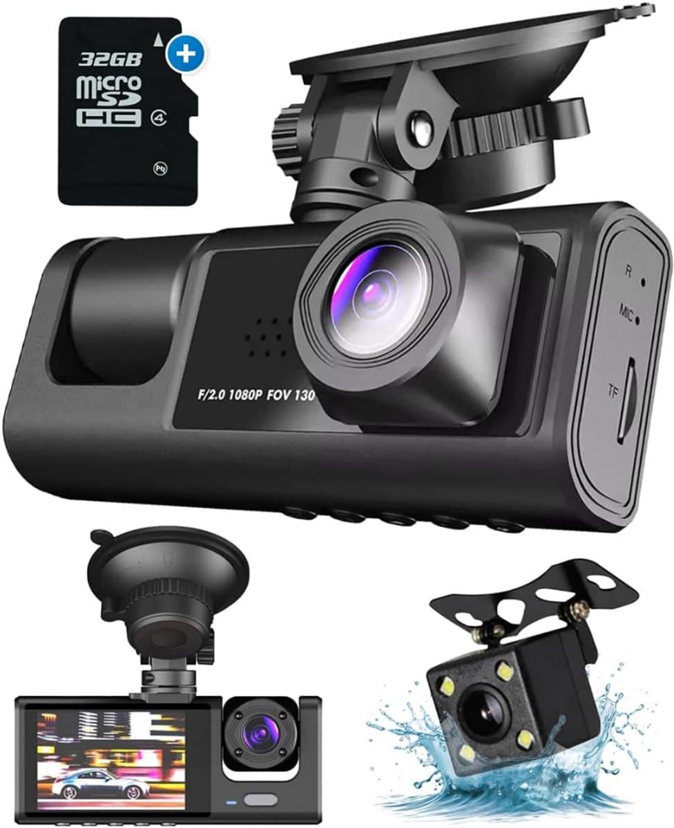 Zyrex® Dashcam voor Auto voor en Achter - Achter Draadloos - HD Night Vision - Zwart- 10cm x 30cm x 5cm — afbeelding 1