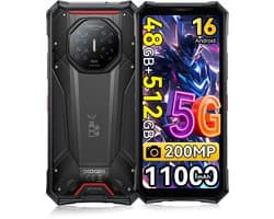 DOOGEE S300 PRO Robuuste smartphone 5G - 6.78 inch FHD+ 120Hz - 48GB RAM - 512GB ROM - 11000mAh 66W - Android 16 - 200MP+36MP Camera - Outdoor Smartphone IP68/IP69K - Dual Sim Telefoon - NFC GPS - Zwart
