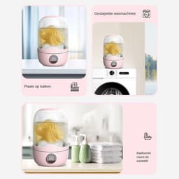 Mini Wasmachine - Draagbare Wasmachine - Kleine Was - Automatische Bedrijfsmodus - 1.1L Capaciteit - Roze — thumbnail 4