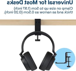 Verstelbare Hoofdtelefoonhouder voor Onder Bureau – Headset Stand en Hanger – Universele Hoofdtelefoonhaak van Zwart Aluminium voor Organisatie en Ruimtebesparing — thumbnail 3
