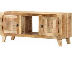 Tv-kast Mangohout - Dressoir Media Console - Opbergen Entertainment - Natuurlijke Houtnerf - 105 cm - Bruin