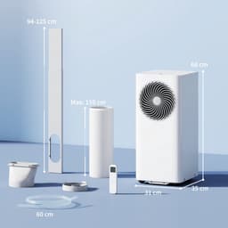 4-in-1 Mobiele Airco - Draagbare Airconditioner - 4-in-1 Koelen, Ontvochtiger, Ventilator & Slaapstand - 9000 BTU - voor 14-33 m² - met Afstandsbediening & 24-uurs Timer - 48 dB - Wit — thumbnail 4