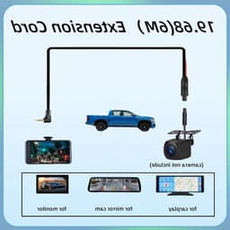 Dashcam Verlengkabel 6m voor Achtercamera en Dashcam, Geschikt voor Carplay en Achteruitkijkspiegels, Hoogwaardige Verbinding — thumbnail 2