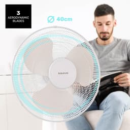 Tafelventilator - Staande ventilator - Ruimte Koelen - 3 Bladen 40cm - 45W - Wit — thumbnail 5