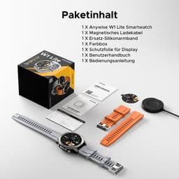Anywise W1 Lite Smartwatch - Smartwatch Heren - Smartwatch Dames - 2026 Model - 1.43 HD AMOLED Touchscreen - Stappenteller - Hartslagmeter - Saturatiemeter (SpO2) - Bluetooth Oproepen - IOS & Android - Screenprotector - Titaniumkleur — thumbnail 3