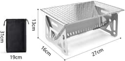 BBQ-grill - Roestvrijstalen BBQ-grill - Houtskool BBQ-grill - Mini BBQ-grill - Buiten BBQ-grill - Draagbaar - Opvouwbaar - Inclusief opbergtas - 27*16*13 cm - Geschikt voor kamperen, terrassen, buiten, enz. - Zilver — thumbnail 5