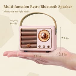 Retro Draagbare Bluetooth-Spreker, FM-Radio-Spreker met 3W Krachtige Spreker, Basmembraan, Handsfree Bellen, Vintage Zakspreker USB/TF Kaart/AUX Ondersteuning (Roze) — thumbnail 4