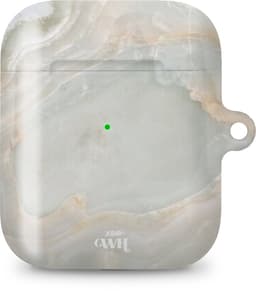 xoxo Wildhearts hoesje geschikt voor Airpods 1/2 - Marble Green Illusion - Ook als telefoonhoesje verkrijgbaar - schokbestendige case geschikt voor Airpod 1 en 2 - koptelefoon case - Beschermhoes met marmerprint - marmer look - groen — thumbnail 1