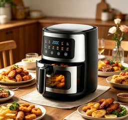 Hetelucht friteuse 6L Oven met 10 programma‘s 1400W gezond koken met 90% minder vet Digitale touchscreen kijkvenster antiaanbak mandje Zwart — thumbnail 5