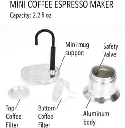 Dailygoody - Moka Pot - Koffiezetter - Perfect Voor Buitenfeesten - Zilver - Aluminium Koffiezetter - Handmatig Koffiezetten - 1 Kop — thumbnail 4