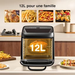 Heteluchtfriteuse - Airfryer Oven - Gezond Koken - Dubbele Kijkvensters - 12 Liter - Zwart — thumbnail 3