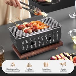 OmGoods - Dailygoody - Japanse Stijl Barbecue Grill - Mini Houtskool Kachel - Voor Gezellige - Hibachi voor Yakiniku - Perfect voor Camping — thumbnail 3