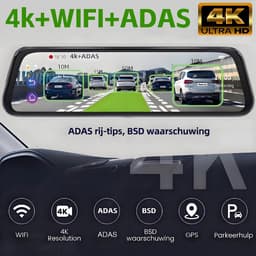 Dashcam Voor Auto - Ultra 4K & 2K - Voor en Achter Camera - Wifi & GPS - 10 Inch met App - ADAS - Dashcams - Nachtzicht - G-Sensor - Met Parkeerbewaking - Incl. 64GB SD-Kaart — thumbnail 3