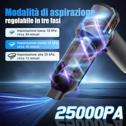 Handstofzuiger - Draagbare stofzuiger - Auto en huis - 4-in-1 functie - 25000 Pa - Grijs — thumbnail 4