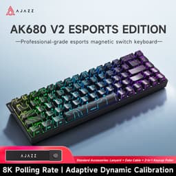 Ajazz AK680 V2 HE - 65% Bedraad Gaming Toetsenbord - Magnetische Toetsen - Hall Effect - Rapid Trigger - QWERTY - Contourlijn zwart — thumbnail 2