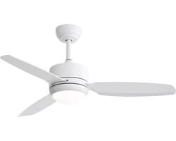 Plafondventilator Met Lamp - 3 ABS Bladen - Ø 46 inch - Dimbare lamp met 3 lichtstanden - 6 standen voor de windkracht - Met Afstandsbediening - LED's Light - Wit — afbeelding 1
