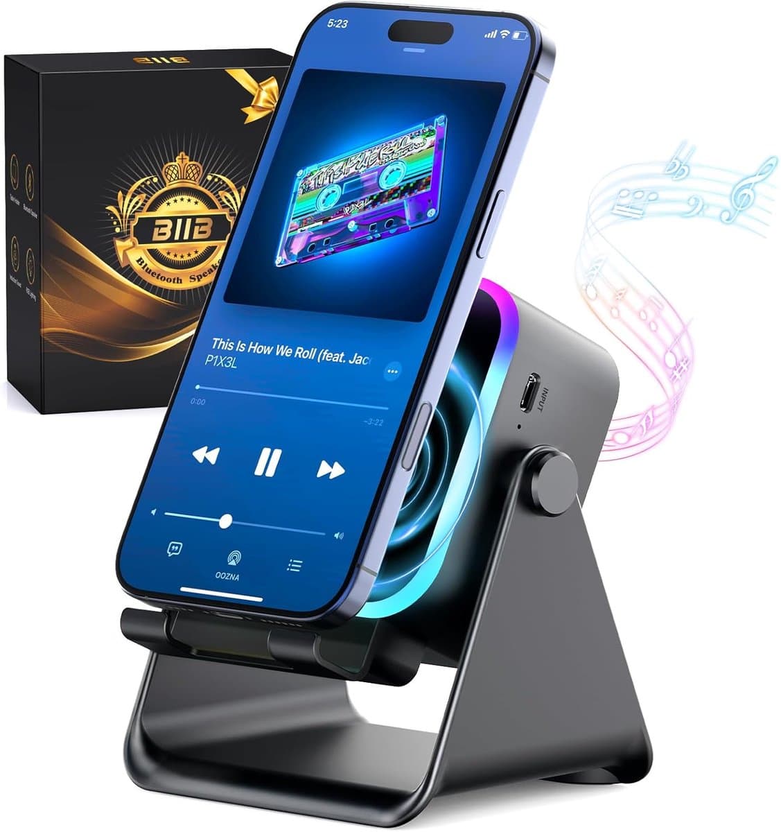 Inductie Speaker met Telefoonhouder – Bluetooth Luidspreker – Draadloze Smartphone Versterker – Compact & Multifunctioneel – Voor Bureau, Thuis & Reizen — afbeelding 1