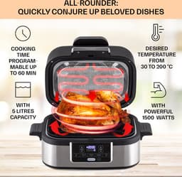 Klarstein 2-in-1 Heteluchtfriteuse met Grill, Airfryer met Snelle Opwarming 1500 W, XL Heteluchtfriteuse, Hetelucht Friteuse om te Frituren, Heteluchtfriteuse + Accessoires, Grillplaat, Frituurmand, 5 L — thumbnail 8