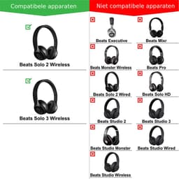 Oorkussens vervanging geschikt voor Beats Solo 2 / 3 Earpads - Wit — thumbnail 2