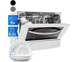 Klarstein mini-vaatwasser voor 6 couverts, stille UV-vaatwasser, compact met 7 wasprogramma's, kleine tafelvaatwasser voor thuis, kantoor, camping, mini-vaatwasser met wateraansluiting