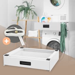 Tussenstuk voor wasmachine en droger – Universeel tussenbouwframe met lade 60,5x54 cm in wit ML design — thumbnail 7