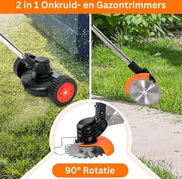 MKSS® Zweefmaaier - Bosmaaier Electrisch - Grastrimmer met Accu - Grasmaaier - Handmaaier met Wielen - Zwart met Rood — thumbnail 4