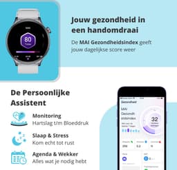 Nexvex® Ultra 2X Smartwatch voor Dames en Heren - Sporthorloge met Belfunctie - Bloeddrukmeter - Stappenteller - Sport Horloge met Hartslagmeter - Smart Watch Saturatiemeter - Bluetooth Activity Tracker - Android/iOS - 1.46 Inch - Wit Horlogebandje — thumbnail 4