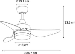 QAZQA yuki - Dimbare LED Plafondventilator met Verlichting | Lamp en Afstandsbediening - 1 lichts - Ø 86.7 cm - Wit - Woonkamer | Slaapkamer | Keuken — thumbnail 5