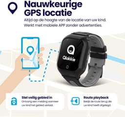 Qlokkie Kiddo GO PLUS - GPS Horloge kind - GPS Tracker kind - Videobellen - Veiligheidsgebied instellen - SOS Alarmfuncties - Smartwatch kinderen - Inclusief simkaart en mobiele app - Zwart — thumbnail 5