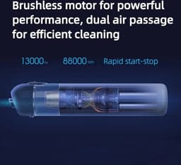 T&L Store® Stofzuiger Zonder Zak - Draadloze stofzuiger - Handstofzuiger - Auto Stofzuiger - Zuigkracht van 13000Pa - 5V/2A Oplaadadapter - Wit — thumbnail 5