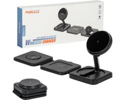 3-in-1 Oplader geschikt voor MagSafe Oplaadstation - Draadloos - Geschikt voor iPhone 15, 14, 13, 12 of MagSafe Hoesje - Draadloze Oplader - Docking Station - Wireless Charger