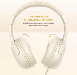StayPowered Hoofdtelefoon voor Kinderen - Helder Geluid en Comfort - Opvouwbaar - 3,5 mm Jack - Knoopvrije Nylonkabel - Duurzaam Ontwerp - Verstelbare Hoofdband - Compatibel met Smart-apparaten - Beige - Levering Sneller dan Aangegeven! — thumbnail 3