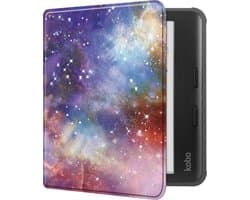 Hoes Geschikt voor Kobo Libra Colour Hoesje Bookcase Cover Book Case Hoes Sleepcover - Galaxy