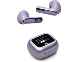 JBL Live Flex 3 - Draadloze Noise Cancelling Oordopjes - Oortjes Draadloos - Bluetooth - Open-fit - Smart Charging Case met Display - 50 uur batterij - Paars