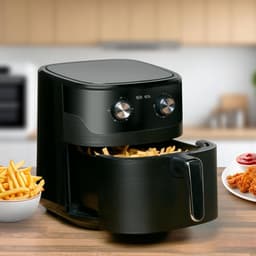 Aurixi® Airfryer xl - Airfryer xxl - Heteluchtfriteuse - 6 Liter - Timer tot 60 Minuten - Zwart- 39 cm x 29 cm x 34 cm — thumbnail 4
