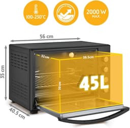 AMA® Heteluchtoven - Oven - Airfryer Oven - Zwart - 45 Liter — thumbnail 6