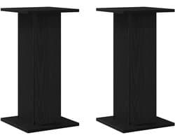 Stijlvolle Houten Luidsprekerstandaard Zwart Eiken 60cm Hoog Rechthoekig